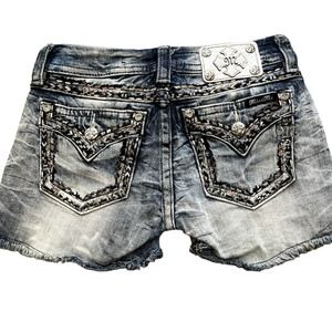 Miss Me Gold Rose Thread Shorts 25